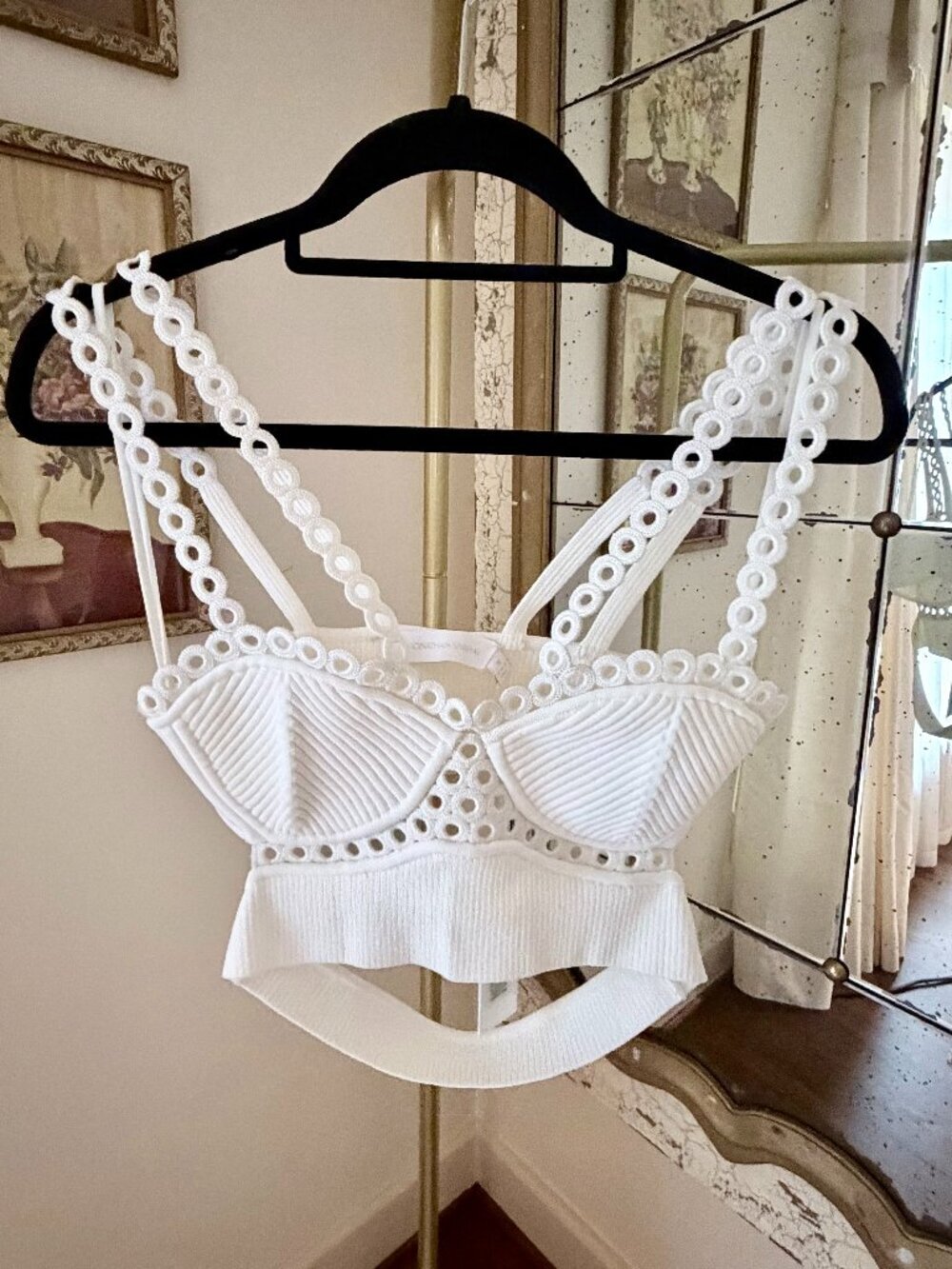 Simkhai Liana Crochet Rings Bralette Top - White